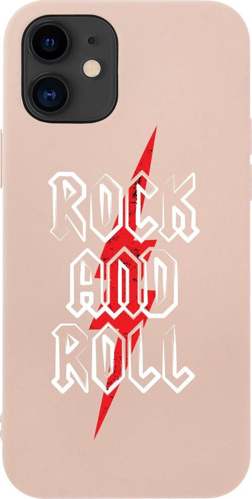 İphone 12 Rock And Roll Tasarımlı Pembe Telefon Kılıfı