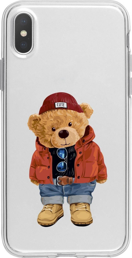 İphone Xs Uyumlu Teddy Bear Premium Şeffaf Silikon Kılıf