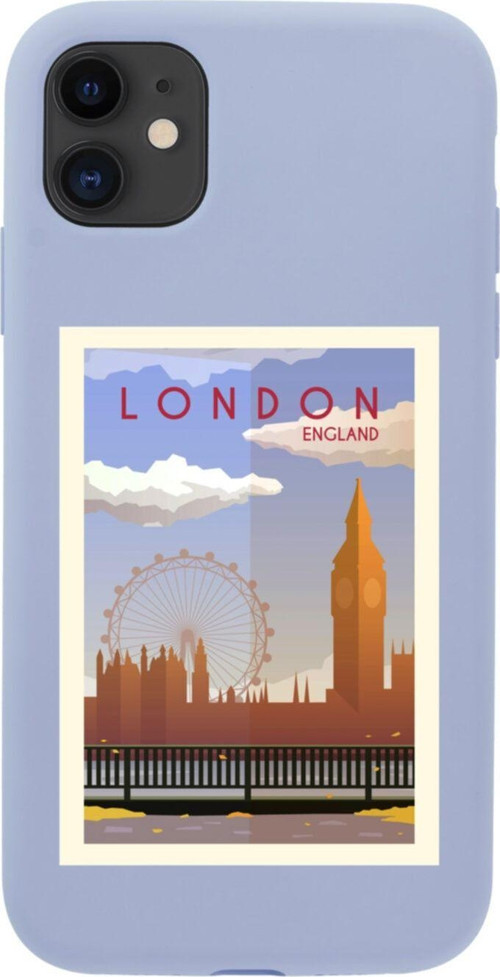 Iphone 11 London Tasarımlı Lila Telefon Kılıfı