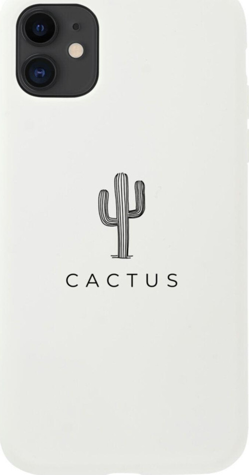 Iphone 11 Cactus Tasarımlı Beyaz Telefon Kılıfı