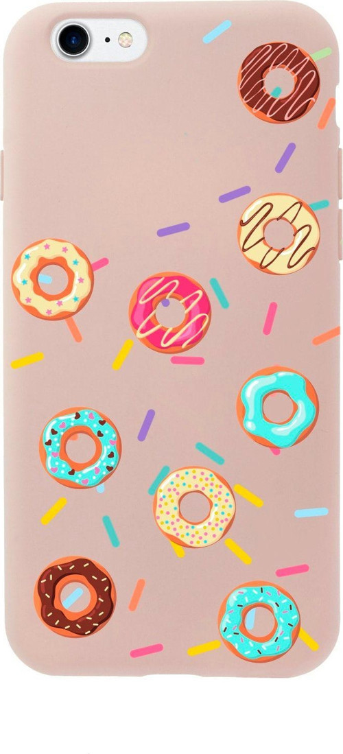 İphone 8 Donuts Tasarımlı Pembe Telefon Kılıfı