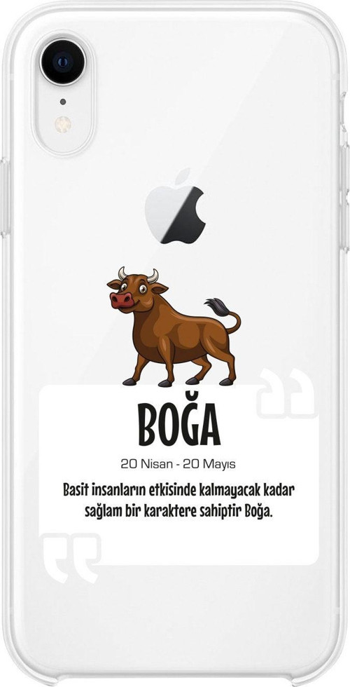 İphone Xr Boğa Burcu Desenli Şeffaf Telefon Kılıfı