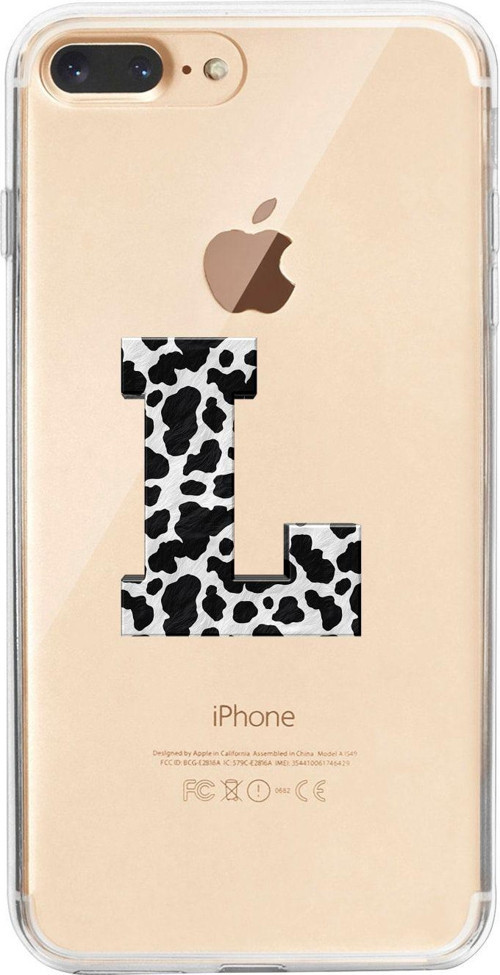 İphone 7 Plus L Harfi Desenli Şeffaf Telefon Kılıfı
