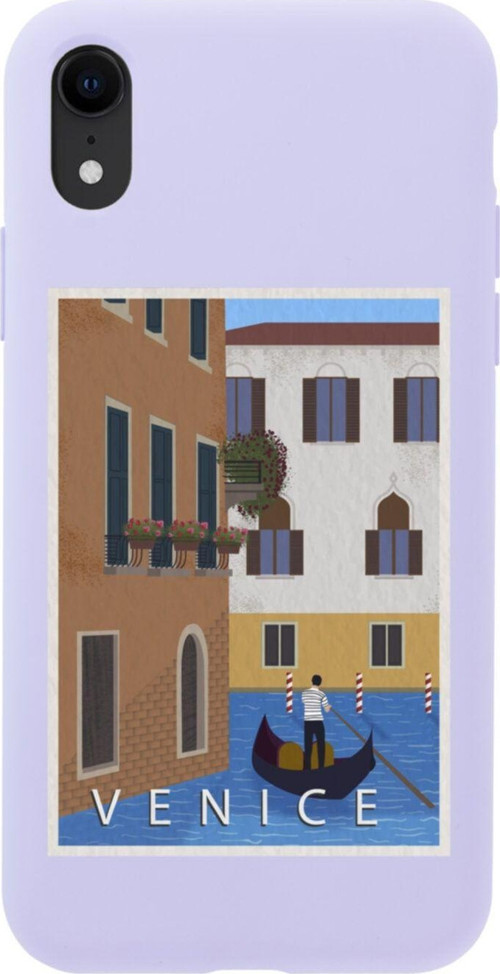 İphone Xr Venice Gondola Tasarımlı Lila Telefon Kılıfı