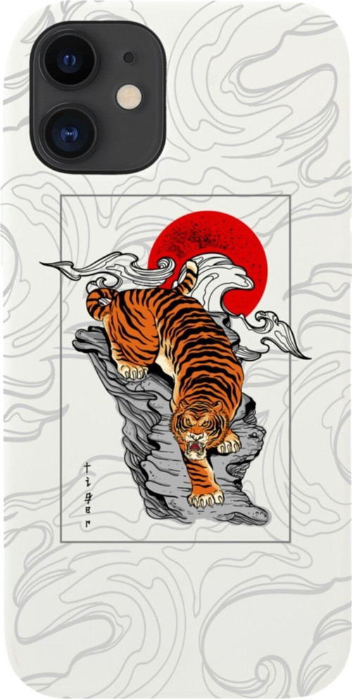 İphone 12 Tiger Tasarımlı Beyaz Telefon Kılıfı