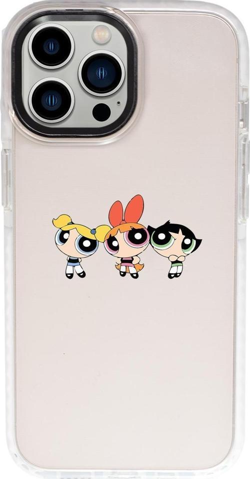 İphone 15 Pro Max Uyumlu Powerpuff Girls Desenli Candy Bumper Darbe Emci Silikonlu Telefon Kılıfı