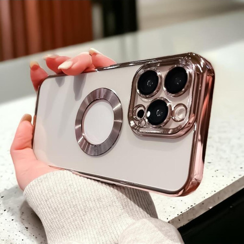 İphone 14 Pro Logo Detaylı Lens Korumalı Renkli Çerçeve Detaylı Şeffaf Silikon Kılıf Mchzr