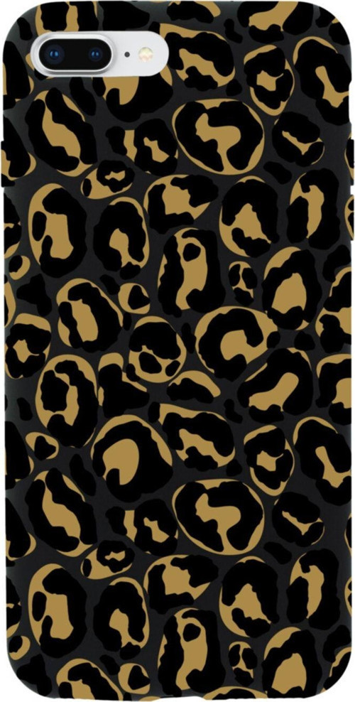 İphone 8 Plus Leopar Tasarımlı Siyah Telefon Kılıfı