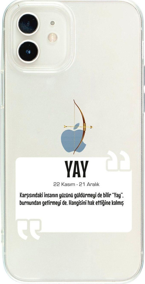 İphone 12 Yay Burcu Desenli Şeffaf Telefon Kılıfı