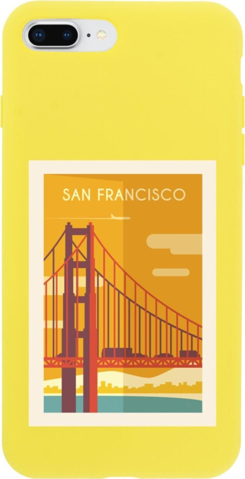 İphone 8 Plus San Francisco Tasarımlı Sarı Telefon Kılıfı