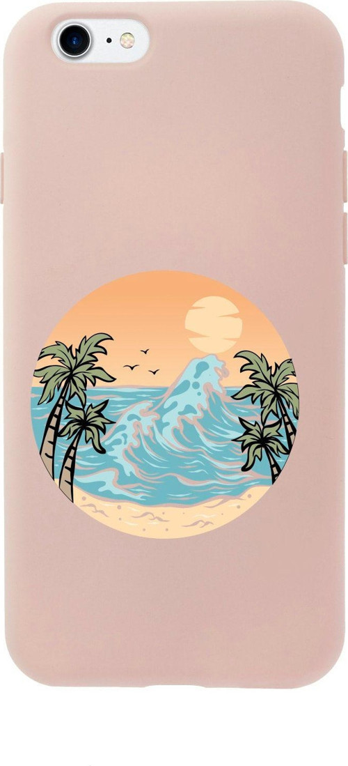 İphone 8 Summer Beach Tasarımlı Pembe Telefon Kılıfı