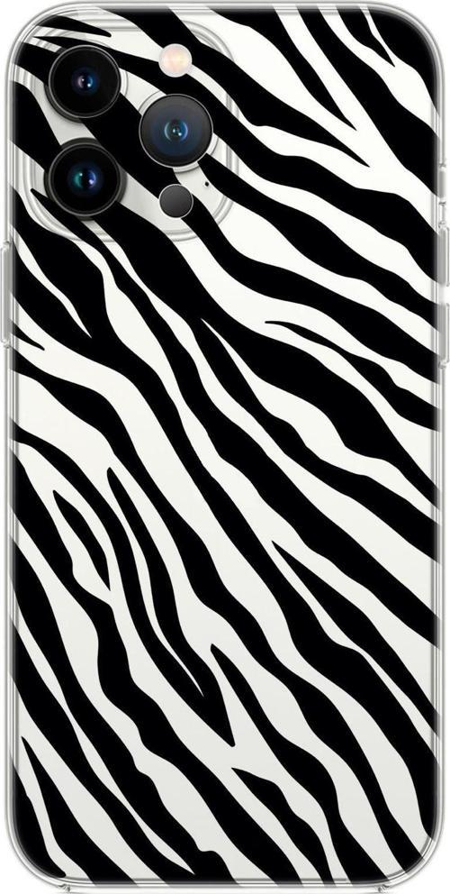 İphone 14 Pro Max Uyumlu Zebra Pattern Şeffaf Silikonlu Telefon Kılıfı