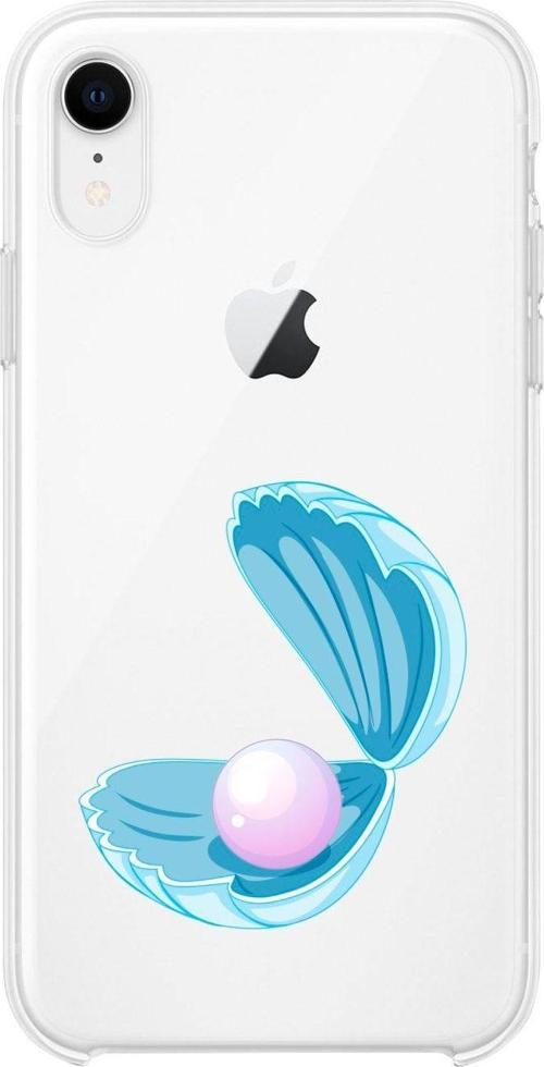 İphone Xr Incili Deniz Desenli Şeffaf Telefon Kılıfı