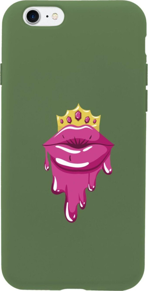 İphone 8 Crown Lip Tasarımlı Haki Telefon Kılıfı