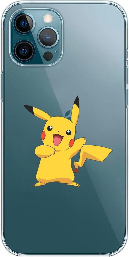 Iphone 12 Pro Max Pikaçu Desenli Premium Şeffaf Silikon Kılıf