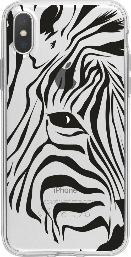 İphone Xs Zebra Head Desenli Şeffaf Telefon Kılıfı