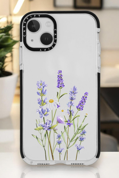 İphone 15 Plus Uyumlu Lvender Ticet Desenli Casetify Darbe Emci Silikonlu Telefon Kılıfı