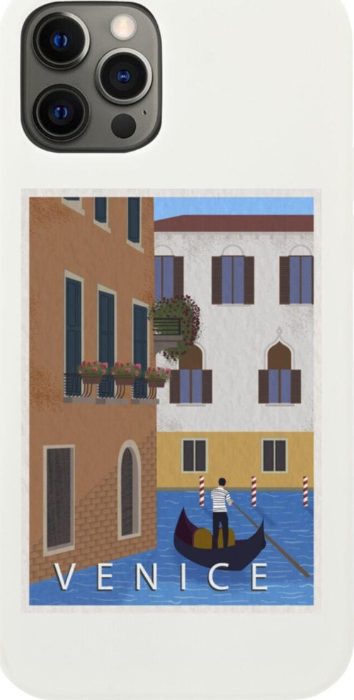 Iphone 12 Pro Venice Gondola Tasarımlı Beyaz Telefon Kılıfı