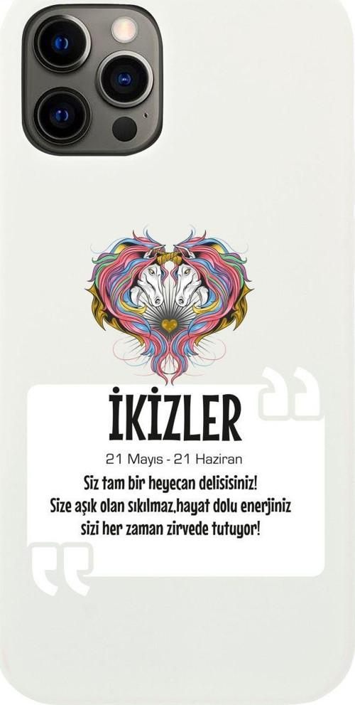 Iphone 12 Pro Ikizler Burcu Tasarımlı Beyaz Telefon Kılıfı