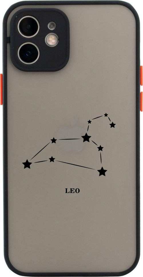 Iphone 11 Lüx Kamera Lens Korumalı Aslan Yıldız Desenli Siyah Telefon Kılıfı