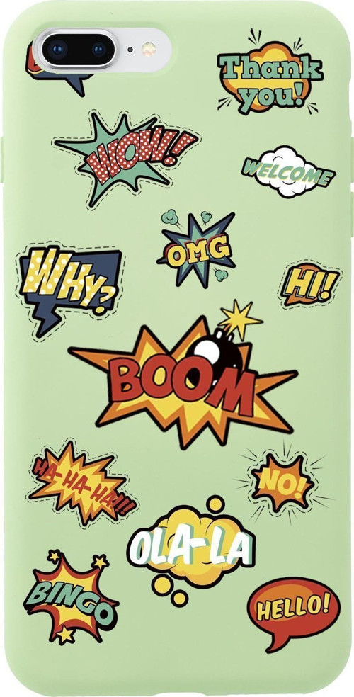 İphone 7 Plus Uyumlu Stickers Desenli Premium Silikonlu Telefon Kılıfı