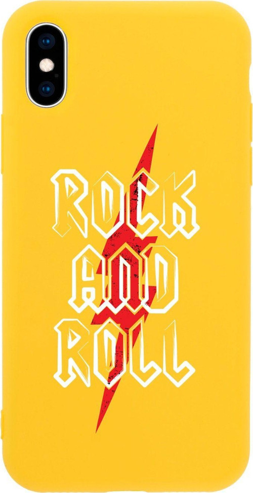 İphone X Rock And Roll Tasarımlı Sarı Telefon Kılıfı