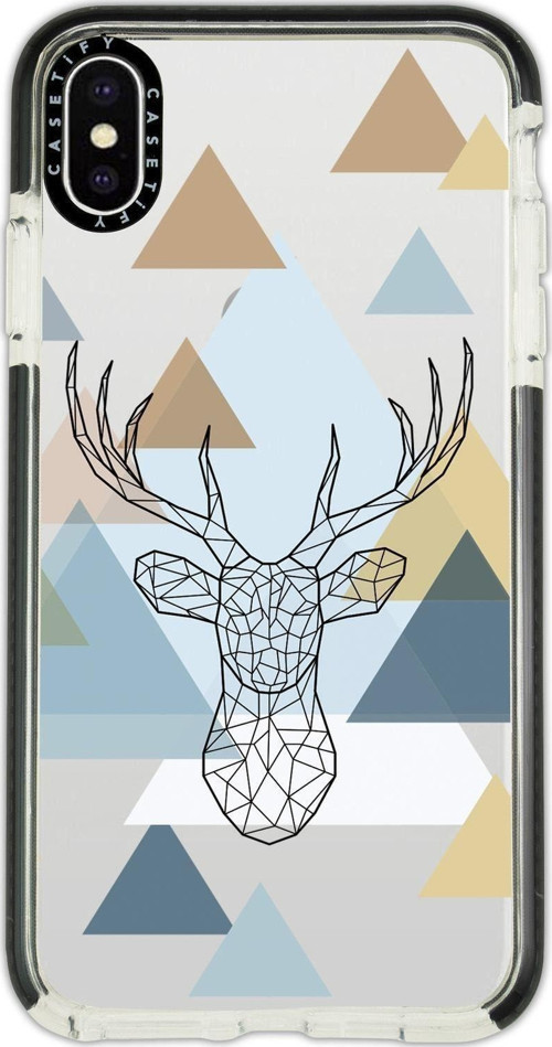 İphone Xs Max Casetify Polygon Deer Desenli Anti Shock Premium Silikonlu Siyah Kenar Detaylı Telefon
