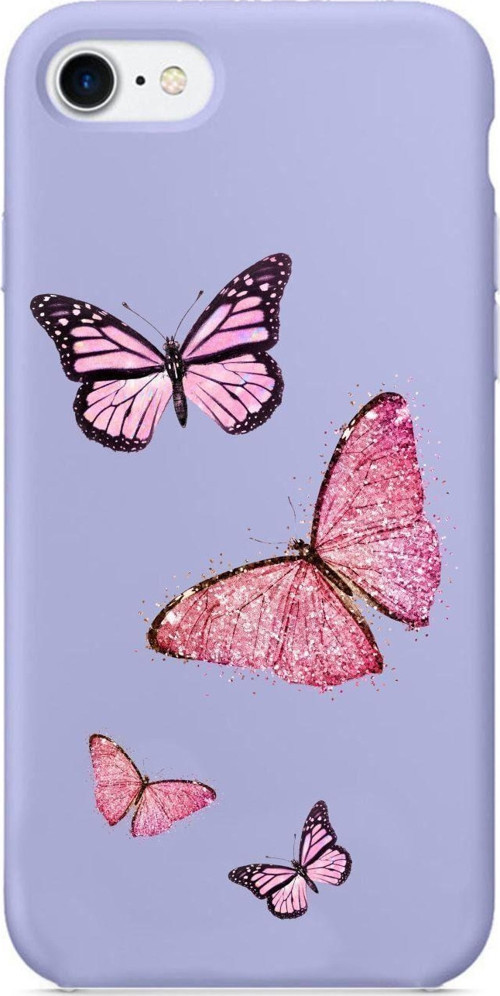 İphone 8 Pembe Kelebekler Lila Telefon Kılıfı