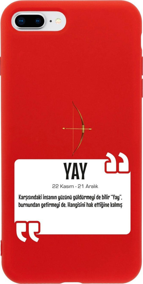 İphone 7 Plus Yay Burcu Tasarımlı Kırmızı Telefon Kılıfı