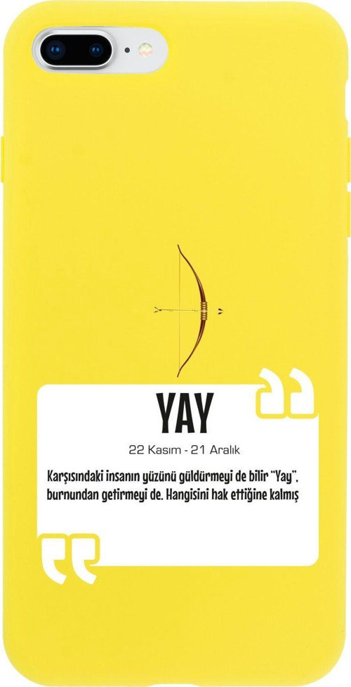 İphone 7 Plus Yay Burcu Tasarımlı Sarı Telefon Kılıfı