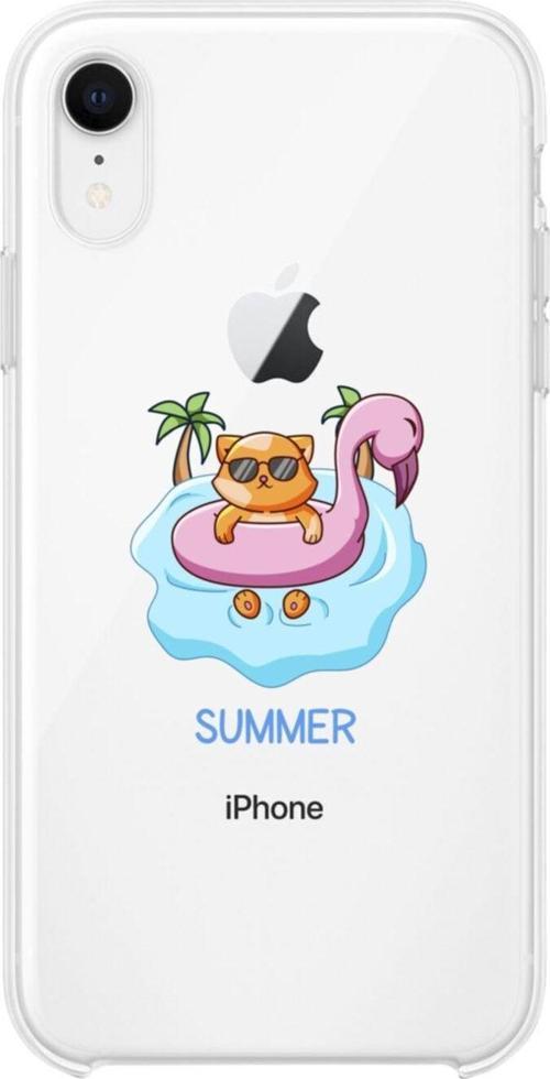 İphone Xr Summer Kedi Tasarımlı Şeffaf Telefon Kılıfı