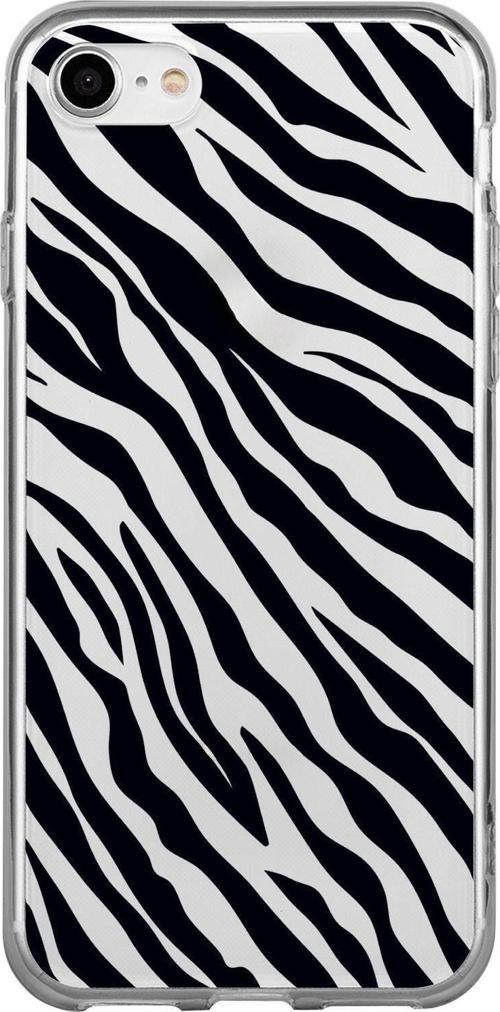 İphone 7 Zebra Pattern Premium Şeffaf Silikon Kılıf Siyah Baskılı