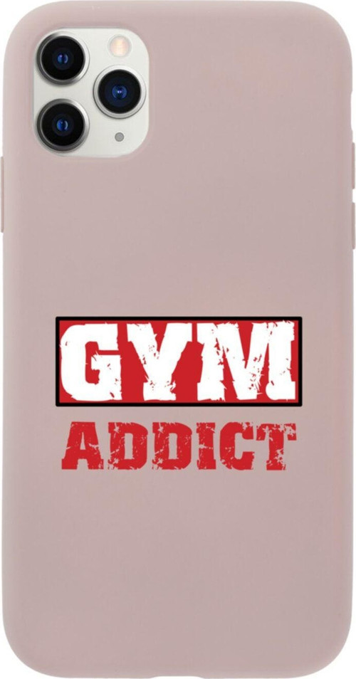 Iphone 11 Pro Gym Addict Tasarımlı Pembe Telefon Kılıfı