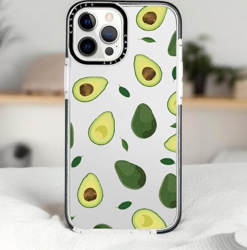 İphone 14 Pro Max Avokado Desenli Casetify Darbe Emci Silikonlu Telefon Kılıfı
