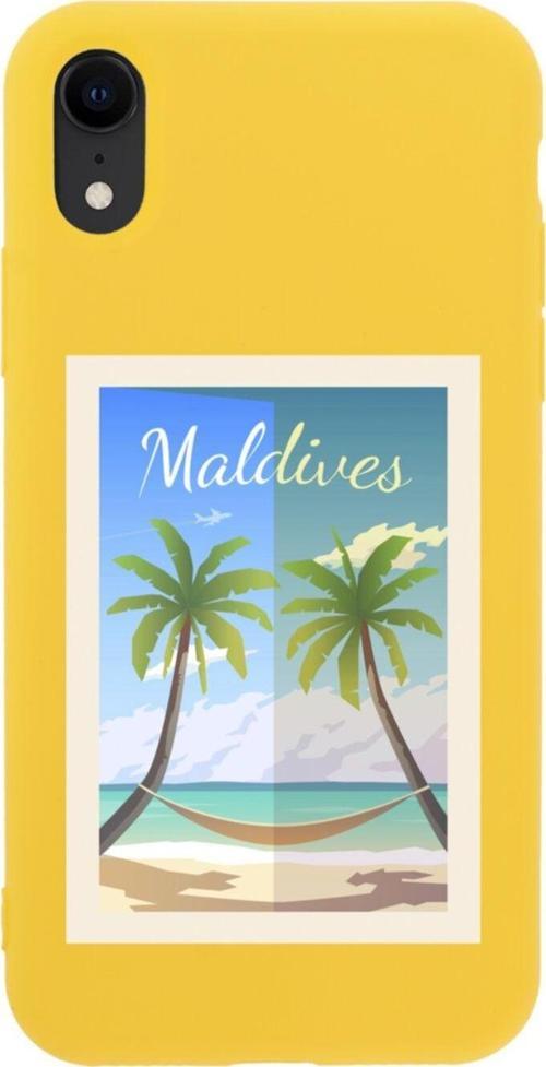 İphone Xr Maldives Tasarımlı Sarı Telefon Kılıfı