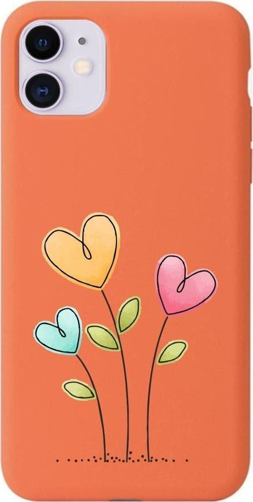 Kalpli Balon Tasarımlı Iphone 11 Turuncu Telefon Kılıfı