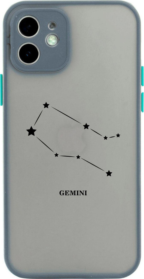 Iphone 11 Lüx Kamera Lens Korumalı Ikizler Yıldız Desenli Gri Telefon Kılıfı