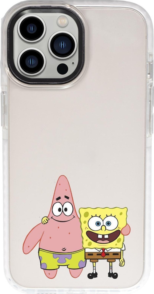 İphone 15 Pro Uyumlu Sünger Bob Ve Patrickstar Desenli Candy Bumper Darbe Emci Silikonlu Telefon Kıl