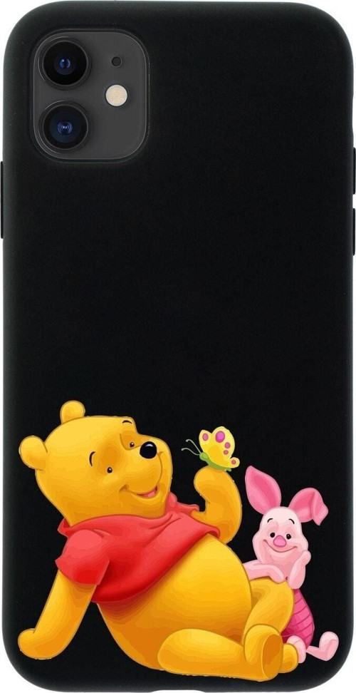 Iphone 11 Pooh Tasarımlı Siyah Telefon Kılıfı