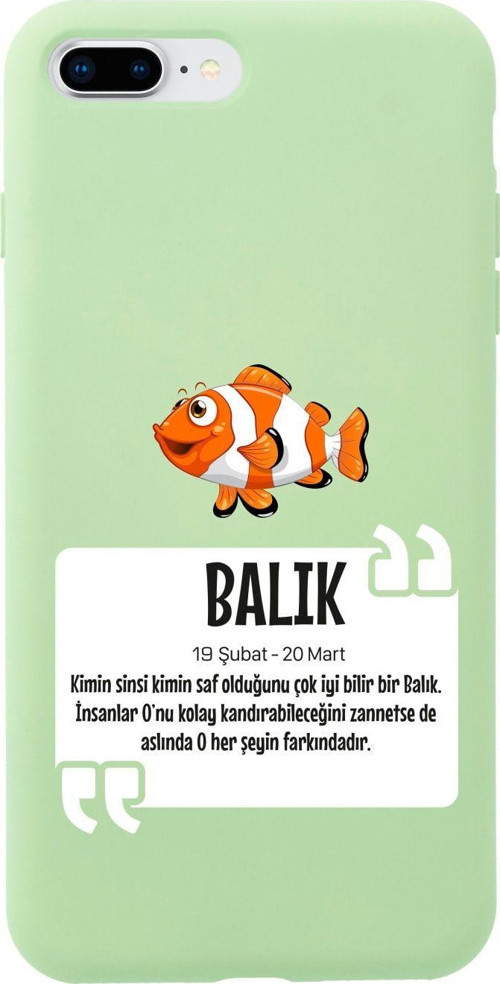 İphone 8 Plus Balık Burcu Tasarımlı Yeşil Telefon Kılıfı