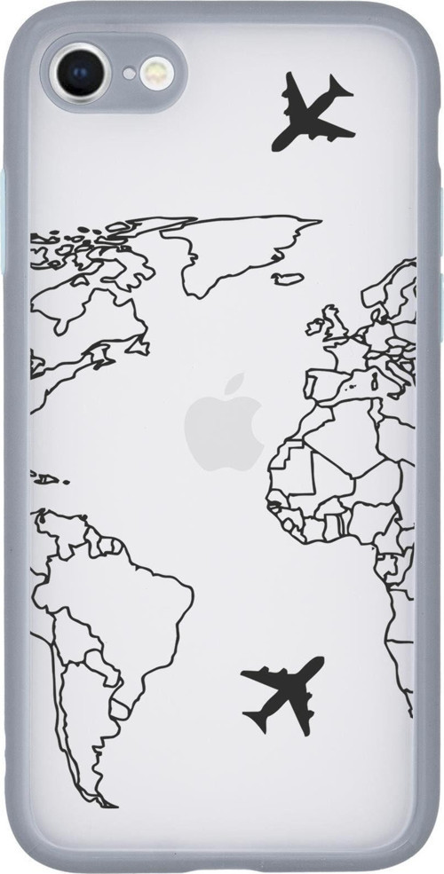 İphone Se 2020 Uyumlu Kamera Lens Korumalı World Map Lines Lüx Telefon Kılıfı