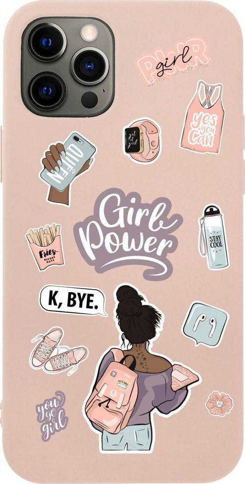 Iphone 12 Pro Max Girl Power Tasarımlı Pembe Telefon Kılıfı