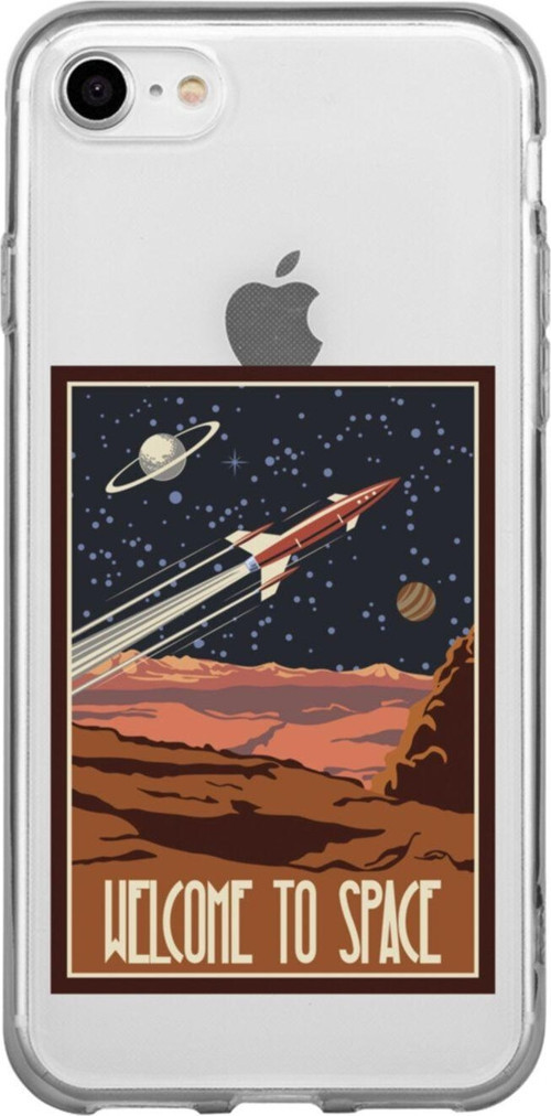 İphone Se Welcome To Space Tasarımlı Şeffaf Telefon Kılıfı