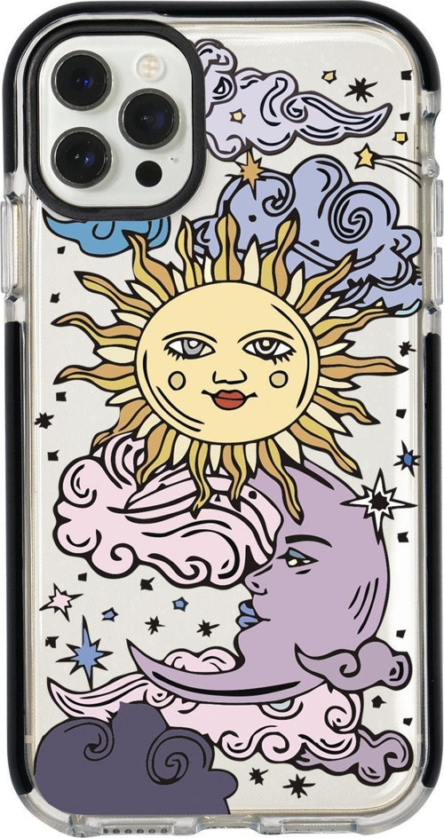 Iphone 12 Pro Max Güneş & Ay Desenli Candy Bumper Silikonlu Telefon Kılıfı