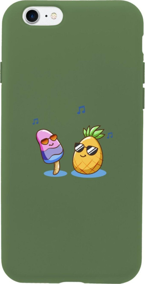 İphone 8 Singer Pineapple Tasarımlı Haki Telefon Kılıfı