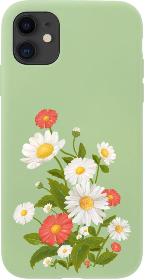 Iphone 11 Daisy Tasarımlı Yeşil Telefon Kılıfı