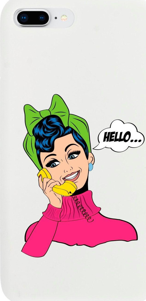 İphone 8 Plus Hello Tasarımlı Beyaz Telefon Kılıfı