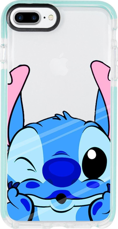 İphone 8 Plus Stitch Desenli Candy Bumper Silikonlu Telefon Kılıfı