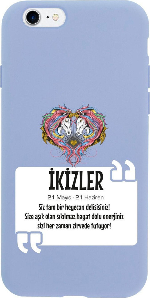 İphone 8 Ikizler Burcu Tasarımlı Lila Telefon Kılıfı