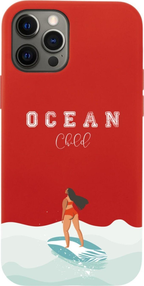 Iphone 12 Pro Max Ocean Child Tasarımlı Kırmızı Telefon Kılıfı